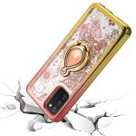 Wholesale Liquid Star Dust Glitter Dual Color Hybrid Protective Armor Ring Case Cover for Samsung Galaxy A13 4G (Gold/Purple)