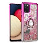 Wholesale Liquid Star Dust Glitter Dual Color Hybrid Protective Armor Ring Case Cover for Samsung Galaxy A32 4G (Pink/Silver)