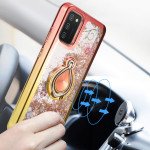 Wholesale Liquid Star Dust Glitter Dual Color Hybrid Protective Armor Ring Case Cover for Samsung Galaxy A32 4G (RoseGold/Gold)