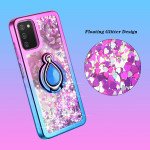 Wholesale Liquid Star Dust Glitter Dual Color Hybrid Protective Armor Ring Case Cover for Samsung Galaxy A02s (Orange/Blue)