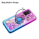 Wholesale Liquid Star Dust Glitter Dual Color Hybrid Protective Armor Ring Case Cover for Samsung Galaxy A02s (Orange/Blue)