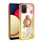 Wholesale Liquid Star Dust Glitter Dual Color Hybrid Protective Armor Ring Case Cover for Samsung Galaxy A02s (RoseGold/Gold)