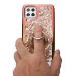 Wholesale Liquid Star Dust Glitter Dual Color Hybrid Protective Armor Ring Case Cover for Samsung Galaxy A22 4G (RoseGold/Gold)