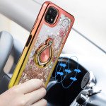 Wholesale Liquid Star Dust Glitter Dual Color Hybrid Protective Armor Ring Case Cover for Samsung Galaxy A22 5G (Gold/Purple)