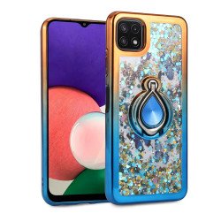 Liquid Star Dust Glitter Dual Color Hybrid Protective Armor Ring Case Cover for Samsung Galaxy A22 5G (Orange/Blue) Liquid Star Dust Glitter Dual Color Hybrid Protective Armor Ring Case Cover for Samsung Galaxy A22 5G (Orange/Blue)