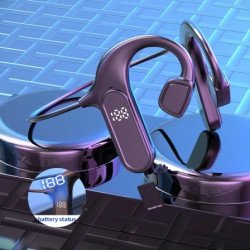 Wireless Bone Conduction Ear Hook Bluetooth Stereo Headphones With Battery Display Micro SD TF Card Slot for Universal Cell Phone And Bluetooth Device VG09 (Black)