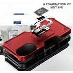 Wholesale Heavy Duty Strong Shockproof Magnetic Plate Ring Stand Hybrid Grip Case Cover for Motorola Edge 2022 (Red)