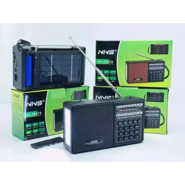 Wholesale Outdoor Classic Style AM FM SW Radio Portable Bluetooth Speaker With Flashlight Solar Panel Charge NS-2041 for Universal Cell Phone And Bluetooth Device (Black)