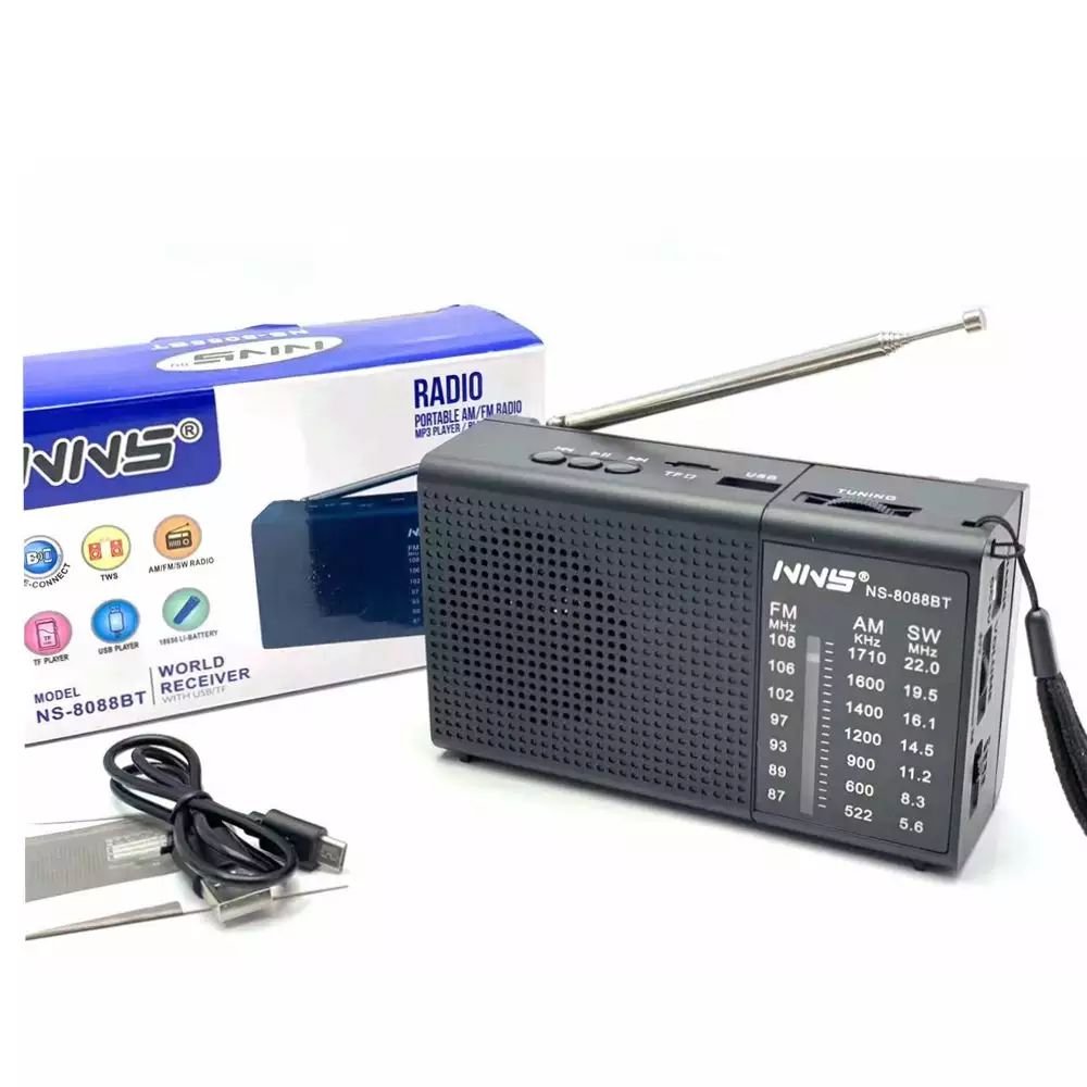 Solar-Powered AM/FM/SW Radio With BT Speaker MP3 Player Flashlight In Black