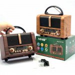 Wholesale Classic Wooden Style Easy Carry Handle AM FM Radio Portable Bluetooth Speaker NS-8107BT for Universal Cell Phone And Bluetooth Device (Light Brown)