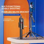 Wholesale Professional Heavy Duty 86 inches Selfie Stick and Extendable Quadpod Phone Stand with 360° Swivel and 2 Wireless Remote Controls for Universal Cell Phones (Black)