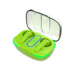 TWS Wireless Stereo Headset with Comfort-Fit Earbuds - High-Quality Sound & Hands-Free Calling with Battery Display for Universal Cell Phone And Bluetooth Device Pro70 (Green)