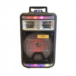 Large Trolley with Wheel RGB LED Lights Wireless Portable Bluetooth Speaker QS-4000 for Universal Cell Phone And Bluetooth Device (Black)