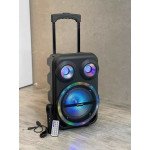 Wholesale Three Ring LED Light Trolley with Wheel Wireless Portable Bluetooth Speaker QS-2813 for Universal Cell Phone And Bluetooth Device (Black)