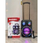 Wholesale Three Ring LED Light Trolley with Wheel Wireless Portable Bluetooth Speaker QS-2813 for Universal Cell Phone And Bluetooth Device (Black)