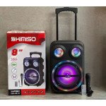 Wholesale Three Ring LED Light Trolley with Wheel Wireless Portable Bluetooth Speaker QS-2813 for Universal Cell Phone And Bluetooth Device (Black)