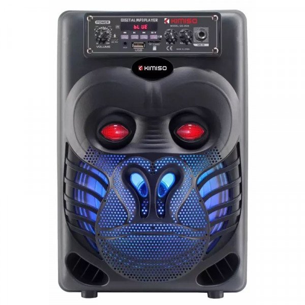 Wholesale Gorilla Face LED Light Large Wireless Portable Bluetooth Speaker with Microphone QS-2820 for Universal Cell Phone And Bluetooth Device (Black)