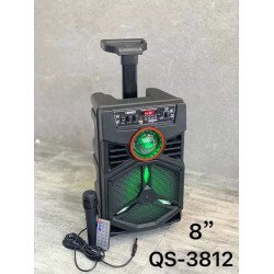 Disco Ball Trolley with Wheel RGB LED Lights Wireless Portable Bluetooth Speaker QS-3812 for Universal Cell Phone And Bluetooth Device (Black)