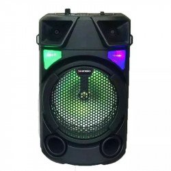 LED Light Tower Wireless Portable Bluetooth Speaker with Karaoke Microphone and Remote QS-881 for Universal Cell Phone And Bluetooth Device (Black)