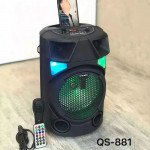 Wholesale LED Light Tower Wireless Portable Bluetooth Speaker with Karaoke Microphone and Remote QS-881 for Universal Cell Phone And Bluetooth Device (Black)