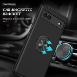 Wholesale Dual Layer Armor Hybrid Stand Ring Case for Google Pixel 6a (Black)