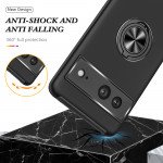 Wholesale Dual Layer Armor Hybrid Stand Ring Case for Google Pixel 7 (Navy Blue)