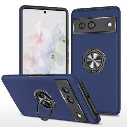 Dual Layer Armor Hybrid Stand Ring Case for Google Pixel 7 (Navy Blue)