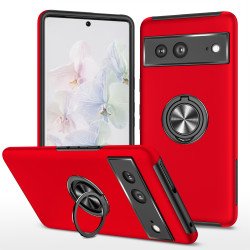 Dual Layer Armor Hybrid Stand Ring Case for Google Pixel 7 (Red)