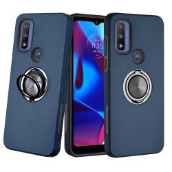 Dual Layer Armor Hybrid Stand Ring Case for Motorola Moto G Play 2023 / Moto G Power 2022 / Moto G Pure (Navy Blue)