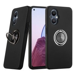 Dual Layer Armor Hybrid Stand Ring Case for OnePlus Nord N20 5G (T-Mobile) (Black)