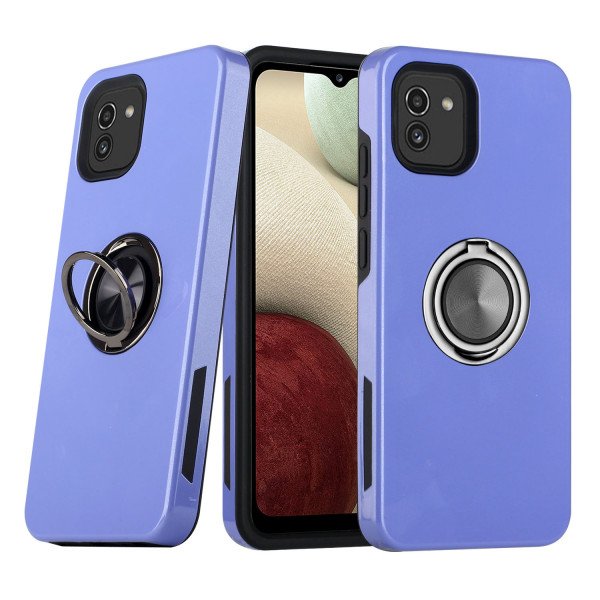 Wholesale Dual Layer Armor Hybrid Stand Ring Case for Samsung Galaxy A03 (Purple)