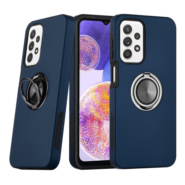 Wholesale Dual Layer Armor Hybrid Stand Ring Case for Samsung Galaxy A23 (Navy Blue)