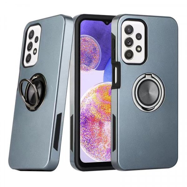 Wholesale Dual Layer Armor Hybrid Stand Ring Case for Samsung Galaxy A23 (Gray)