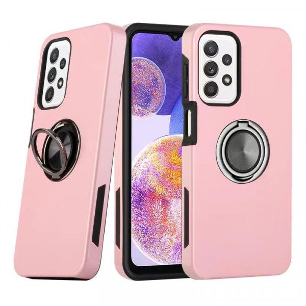 Wholesale Dual Layer Armor Hybrid Stand Ring Case for Samsung Galaxy A23 (Rose Gold)