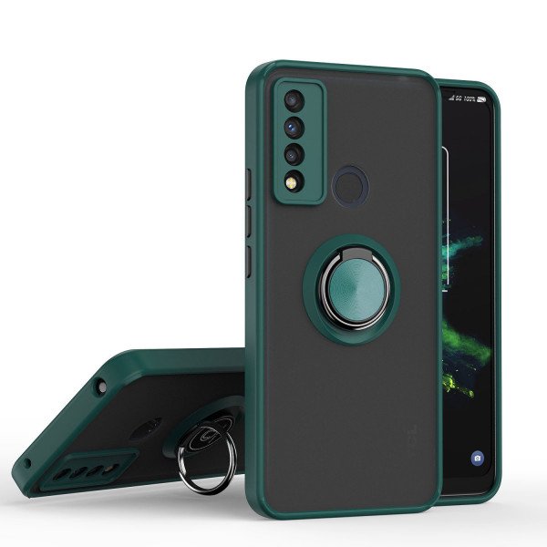 Wholesale Tuff Slim Armor Hybrid Ring Stand Case for TCL 20 XE (Dark Green)