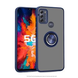 Tuff Slim Armor Hybrid Ring Stand Case for Motorola Edge 2021 (Navy Blue)