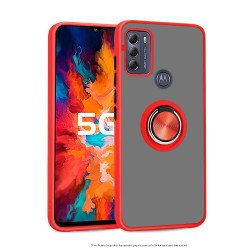 Tuff Slim Armor Hybrid Ring Stand Case for Motorola Edge 2021 (Red)