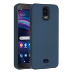 Wholesale Glossy Dual Layer Armor Defender Hybrid Protective Case Cover for BLU View 3 (Navy Blue)