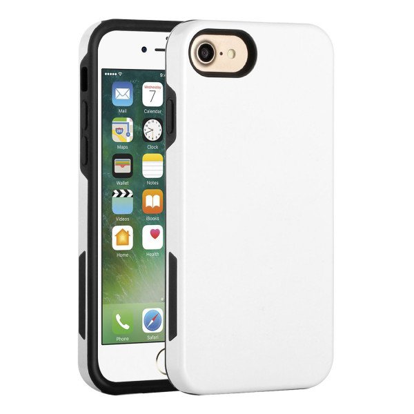 Wholesale Glossy Dual Layer Armor Defender Hybrid Protective Case Cover for Apple iPhone 8 / 7 / SE (2020) (White)