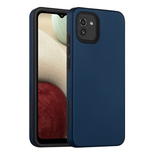 Wholesale Glossy Dual Layer Armor Defender Hybrid Protective Case Cover for Samsung Galaxy A03 (Navy Blue)