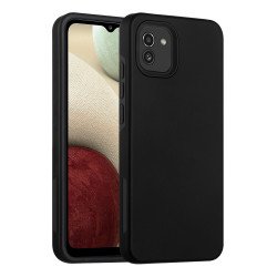 Glossy Dual Layer Armor Defender Hybrid Protective Case Cover for Samsung Galaxy A03 (Black)