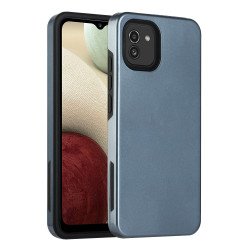 Glossy Dual Layer Armor Defender Hybrid Protective Case Cover for Samsung Galaxy A03 (Gray)