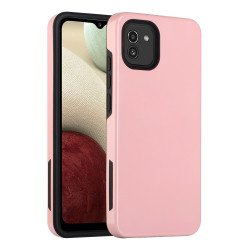 Glossy Dual Layer Armor Defender Hybrid Protective Case Cover for Samsung Galaxy A03 (Rose Gold)