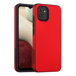 Glossy Dual Layer Armor Defender Hybrid Protective Case Cover for Samsung Galaxy A03 (Red)