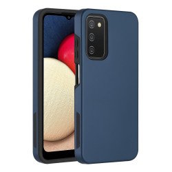 Glossy Dual Layer Armor Defender Hybrid Protective Case Cover for Samsung Galaxy A03s (USA) (Navy Blue)