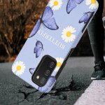 Wholesale Glossy Design Fashion Dual Layer Armor Defender Hybrid Protective Case Cover for Samsung Galaxy A03s (USA) (Butterfly Flower)