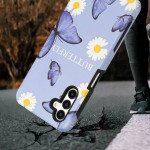 Wholesale Glossy Design Fashion Dual Layer Armor Defender Hybrid Protective Case Cover for Samsung Galaxy A13 5G (Butterfly Flower)
