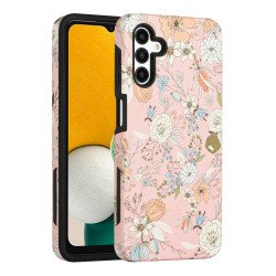 Glossy Design Fashion Dual Layer Armor Defender Hybrid Protective Case Cover for Samsung Galaxy A13 5G (Flower)