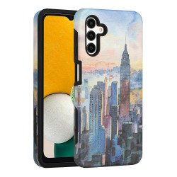 Glossy Design Fashion Dual Layer Armor Defender Hybrid Protective Case Cover for Samsung Galaxy A13 5G (Buildings)