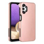Wholesale Glossy Dual Layer Armor Defender Hybrid Protective Case Cover for Samsung Galaxy A32 5G (Rose Gold)